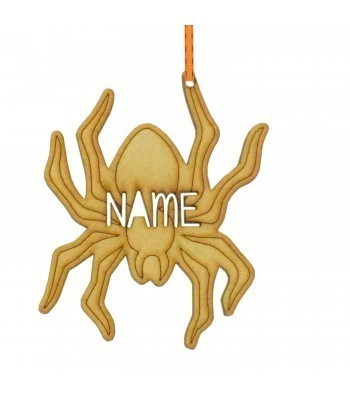 Laser Cut Personalised Halloween Bauble Stencil Font Name - Spider Design